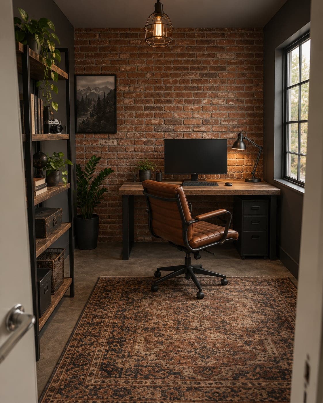 Office redesigned in the Industrial style