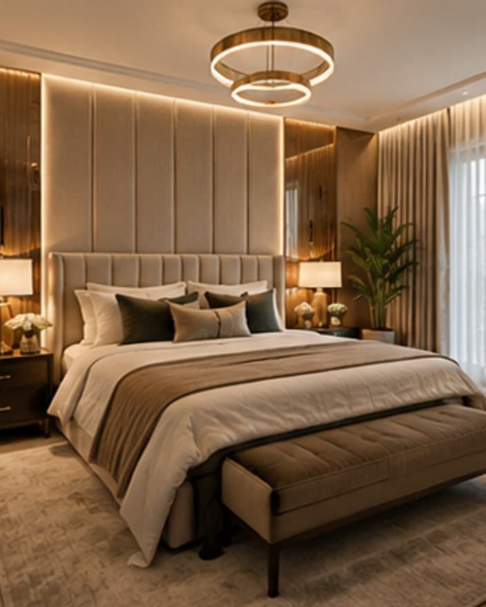 Bedroom redesigned in the Luxury style