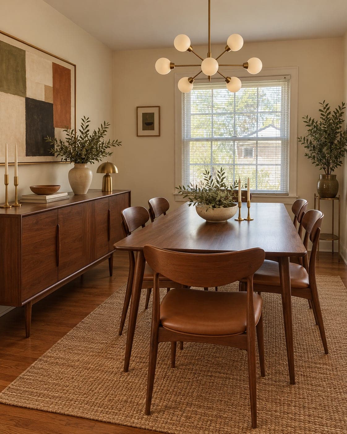 Dining Room redesigned in the Mid-century style